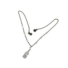 Vintage Crystal Necklace Snap Closure 15″ Silver Plated Estate
