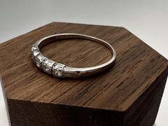 Belais Antique Art Deco 18k White Gold and Diamond Wedding Band Inscribed Sz 8