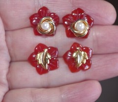 Carnelian Carved Flower 15MM Jackets For Studs Use With Any Stud Bridal Shower