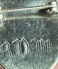 Antique Beautiful Virgin Mary Raised Butterfly Wing Pin Engraved BVM Rare Find