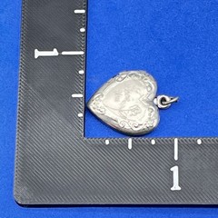 Vintage Heart Locket Pendant Sterling Silver Engraved I Love You .75″
