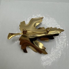 Vintage Estate Gold Tone Enamel Maple Leaf Pin Brooch Fall & Autumn Jewelry
