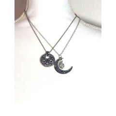 Vintage Necklaces Silver Tone Moon Shaped Black Crystals Dangle Earrings Set 3