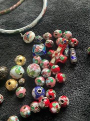 Vintage Cloisonne Enamel Jewelry pieces and Beads lot 121 grams