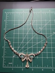 Vtg Signed ANTHONY Silvertone Clear Rhinestones 16″ Necklace