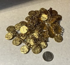 Vintage Kenneth Jay Lane Satin Gold Hammered Coins Discs Necklace 36″ Long 1980s