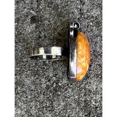 VTG Butterscotch Baltic Amber Ring SS 875 Egg Yolk Amber Oval Cocktail Ring 8