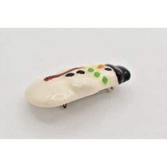 Flying Colors Vintage Snowman Pin Brooch Christmas Holiday Ceramic Signed BinAH