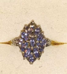 Tanzanite Cluster Ring size 5 never worn inside retailers original gift box