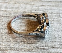 1920’s Antique Deco Old European Cut Diamond Platinum Bezel Milgrain Ring