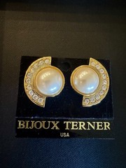 Vintage Delizza Elster Bijoux Terner Gold Tone Pearl 1980s D&E 80s Jewelry