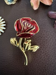 Joan Rivers Brooch Lot Garden Party Enamel Interchangeable Flower Bird Gold Tone