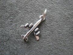 Four Engine Jet Airplane Plane Vintage Shiny Silvertone Charm Pendant 2.0g