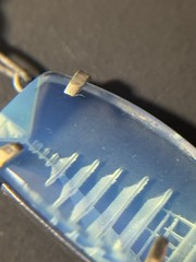 Vintage Japan Silver Pagoda Reverse Carved Opaline Glass Necklace