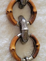 70’s Rare Vintage Gucci Bamboo Links Sterling Connector Toggle CLASP BRACELET 9″