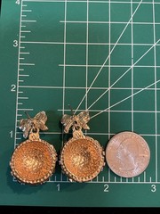 Vintage Glass Beaded Multi Color Gold Tone Holiday Ornament Drop Earrings-Rare!