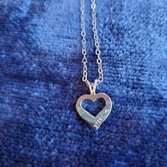18″ Necklace Open Heart Pendant 4 Stones Silver Tone Marathon Co Dainty READ