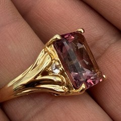 Vtg Solid 14k Yellow Gold Over 6 Carat Pink Topaz Ring Designer John C Rinker