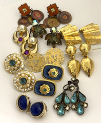 Vintage Jewelry Lot Signed Earrings Panetta Trifari Blanca Anne Klein GAS Bijoux