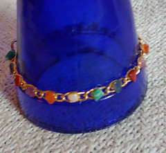 Vintage Multi Color Nugget Polished Goldtone Bracelet 7-1/2 Inches