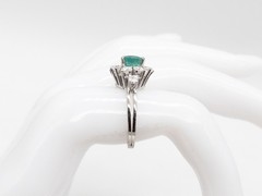 Vintage 1950s $7000 3.50ct Colombian Emerald VS H Diamond Platinum HALO Ring 7g