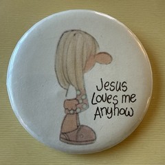 Vintage Precious Moments 2” Pin Back Buttons Set Of 2 Jonathan David Jesus God