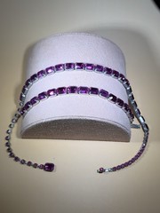 Rare, Vintage Weiss Magenta Rhinestone Necklace Bracelet-Costume Jewelry-AS IS