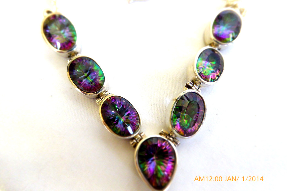 EXQUISITE STERLING SILVER IMPERIAL TOPAZ NECKLACE