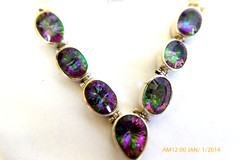 EXQUISITE STERLING SILVER IMPERIAL TOPAZ NECKLACE