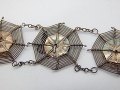 VTG 1940s Asian Silver Spiders on Spider Webs Necklace and Bracelet Set (CF110)