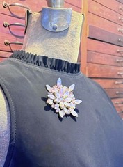 Vintage Juliana D&E Pink Moonstone Aurora Borealis Starburst Brooch Earrings Set
