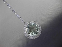 ANTIQUE LARGE 5.30CT DIAMOND & AAA AMETHYST 14K WHITE GOLD HALO HANGING EARRINGS