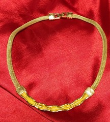 Swarovski Gold Mesh Choker Necklace Twisted Pave Crystal Signed Mint Condition