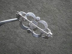 Purple Stone & Marcasite Vintage Silvertone Brooch Pendant 4.1g ~ FLAW
