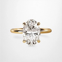 14K Yellow Gold Finish Lab Grown Diamond Engagement Ring Oval Cut 2.65 Ct