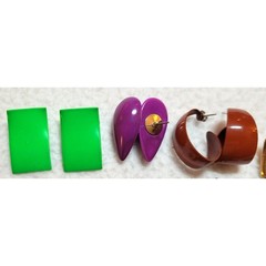 Vintage 1980s 1990s Earrings Lot Bold Bright Colorful Mod Pop Art Geometric