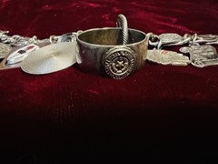 Vtg 7” Charm Bracelet With 11 Sterling Silver Charms 1960s Texas Graduate FTA