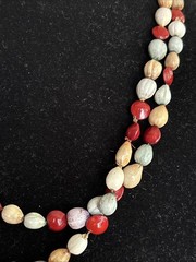VINTAGE BOHO JOBS TEAR AND RED HEART SEEDS NECKLACE 24 Inches 110