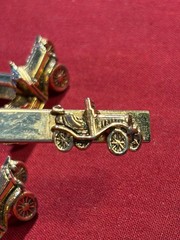 Vintage Gold Tone Open Top Model A Tie Bar Clasp and Cufflinks Set – Nice Shape