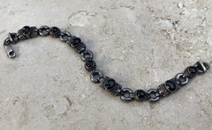 🖤✨AUTHENTIC VINTAGE STERLING SILVER BLACK ONYX LINK ESTATE JEWELRY BRACELET ✨🖤