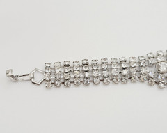 La Rel Rhinestone Clear Sparkling Wide Multi Stone Fancy Dress Vintage Bracelet