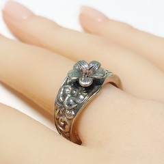Sz 9.5 VTG Sterling Silver Floral Scroll Band Ring Signed TON & DESIGNER 9.9g