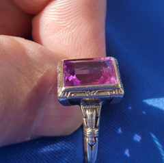 Original Amethyst European Deco Engagement Ring Vintage Solitaire SOLID 10K GOLD
