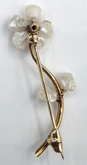 Vintage American Natural Freshwater Pearl and Diamond Brooch 14K