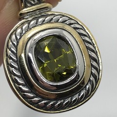 Vintage Twisted Cable Renaissance 2-Tone Peridot Green Cubic Zirconia Pendant