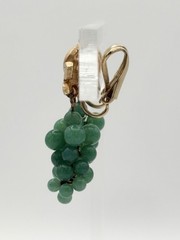Vintage Marvella Clip On Earrings Set Faux Jade Grape Clusters Dangle Gold 1.5in