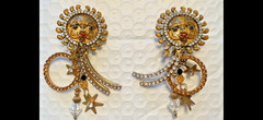 ” LUNCH at the RITZ ” Sun Goddess Solar Loops Swarovski Crystal Clip-on Earrings