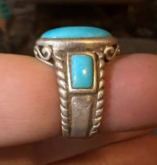Vintage Sterling Silver 925 NK Thailand Turquoise Ring Size 6