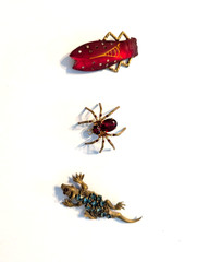 Trio of Vintage Czech Insect and Animal Pins