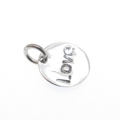 925 Sterling Silver Vintage Heart Love Round Tag Oxidized Mini Charm Pendant